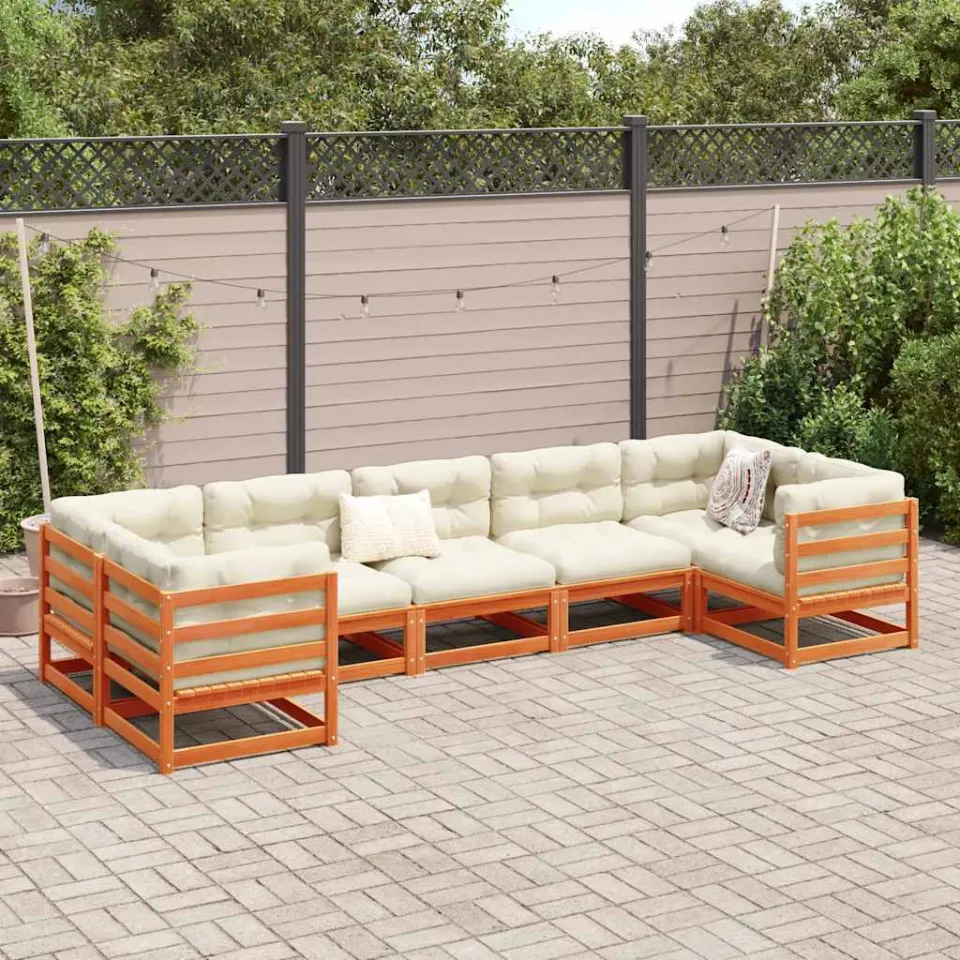 vidaXL 7-delige Loungeset met kussens massief grenenhout wasbruin bruin, foto 2