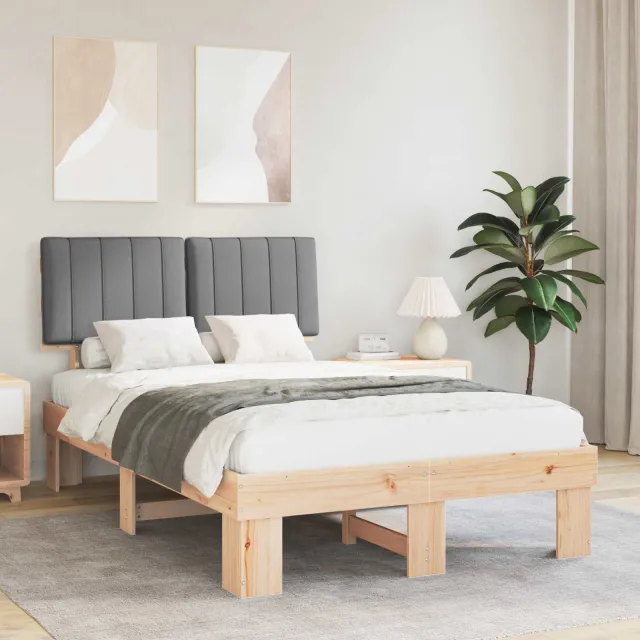 vidaXL Bedframe met Gevoerd Hoofdgedeelte Lichtgrijs 120 x 190 cm