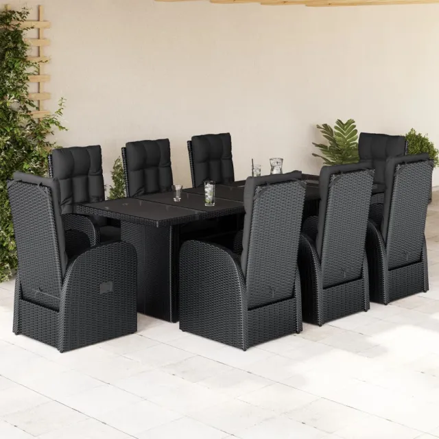 vidaXL 9-delige Tuinset poly rattan zwart, foto 2