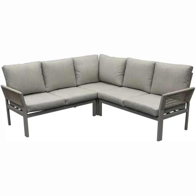 AVH-Collectie Saigon hoek loungeset 3 delig latte zand aluminium Zand / Latte / Linen