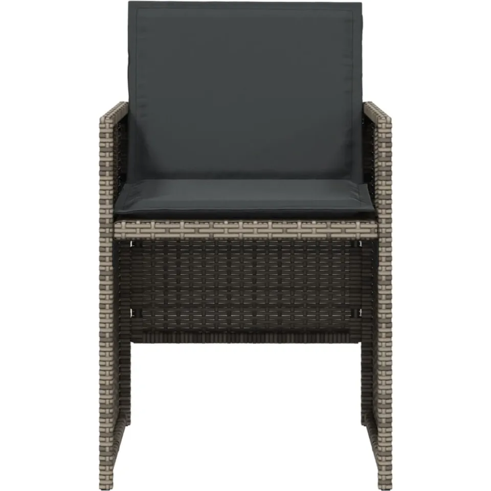 vidaXL 5-delige Tuinset met kussens poly rattan grijs, foto 4