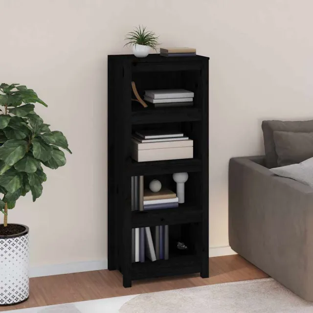 vidaXL Boekenkast 50x35x125,5 cm massief grenenhout zwart, foto 2