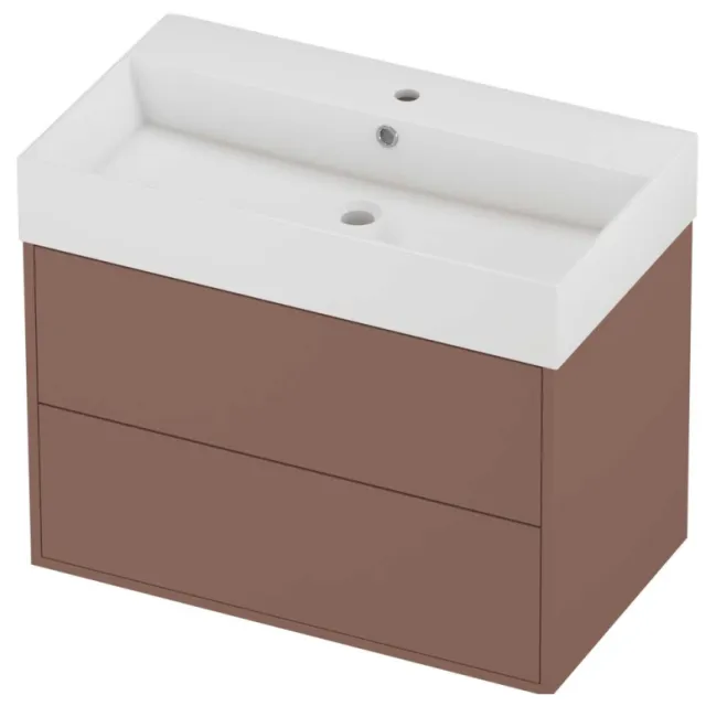 Proline Zara Badmeubelset Porselein Loft 1 Kraangat Voor Grepen 80x46x65 cm Glans Wit Beauty Blush Rosé Goud