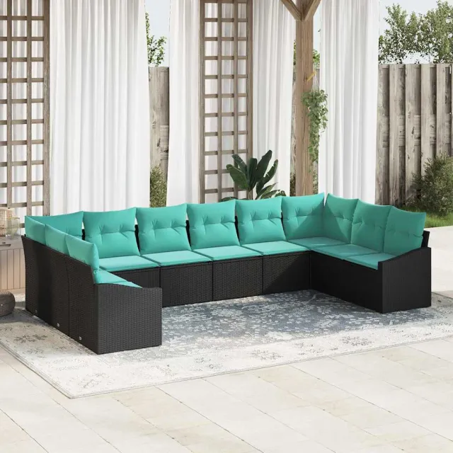 vidaXL Bankstel 10 st Zwart poly rattan, foto 2