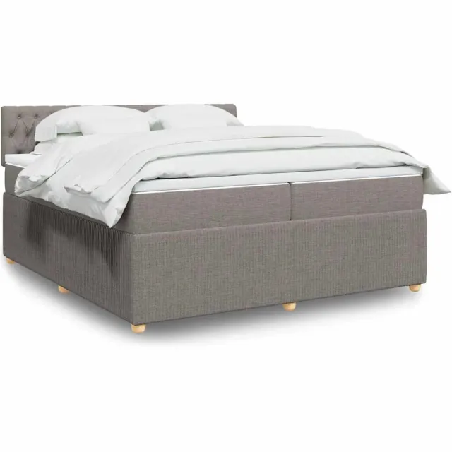 vidaXL Boxspring met matras stof taupe 200x200 cm