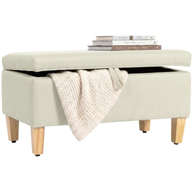 Homcom Opbergpoef - Polyester - 71 x 37 x 36 cm - Beige
