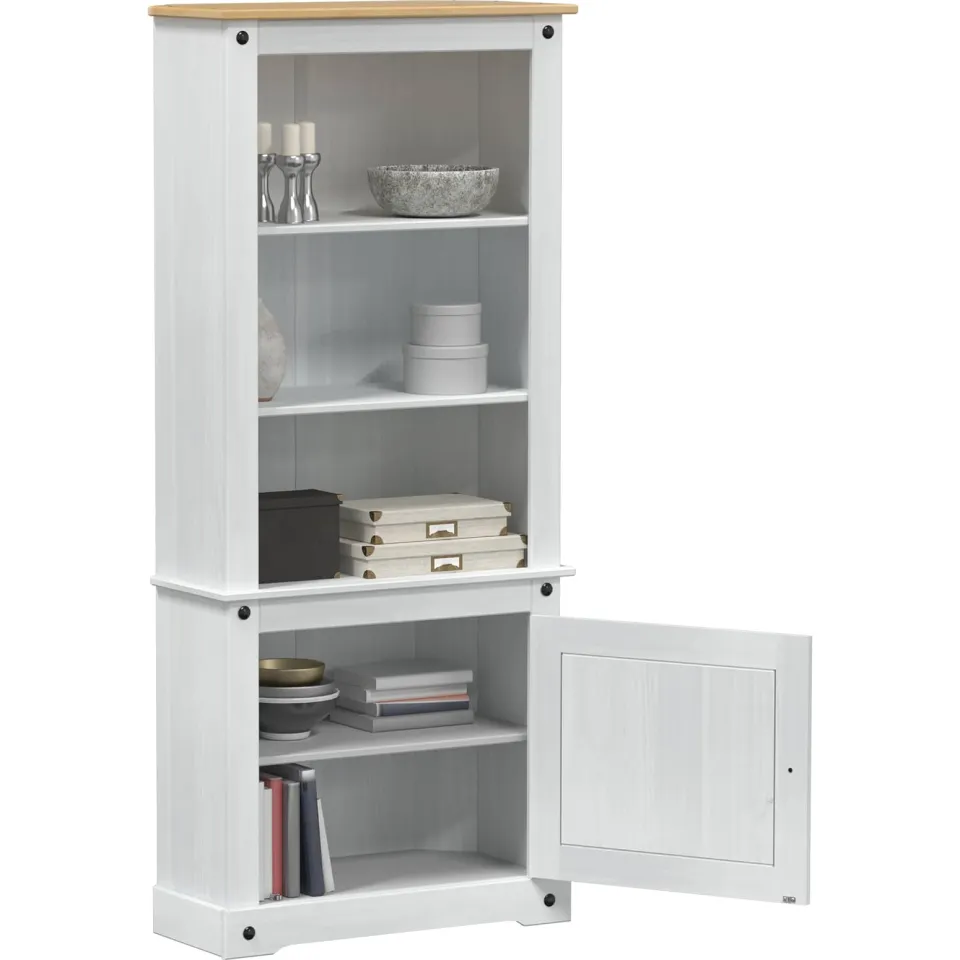 vidaXL Hoge kast Wit 74 x 38 x 170 cm Massief grenenhout