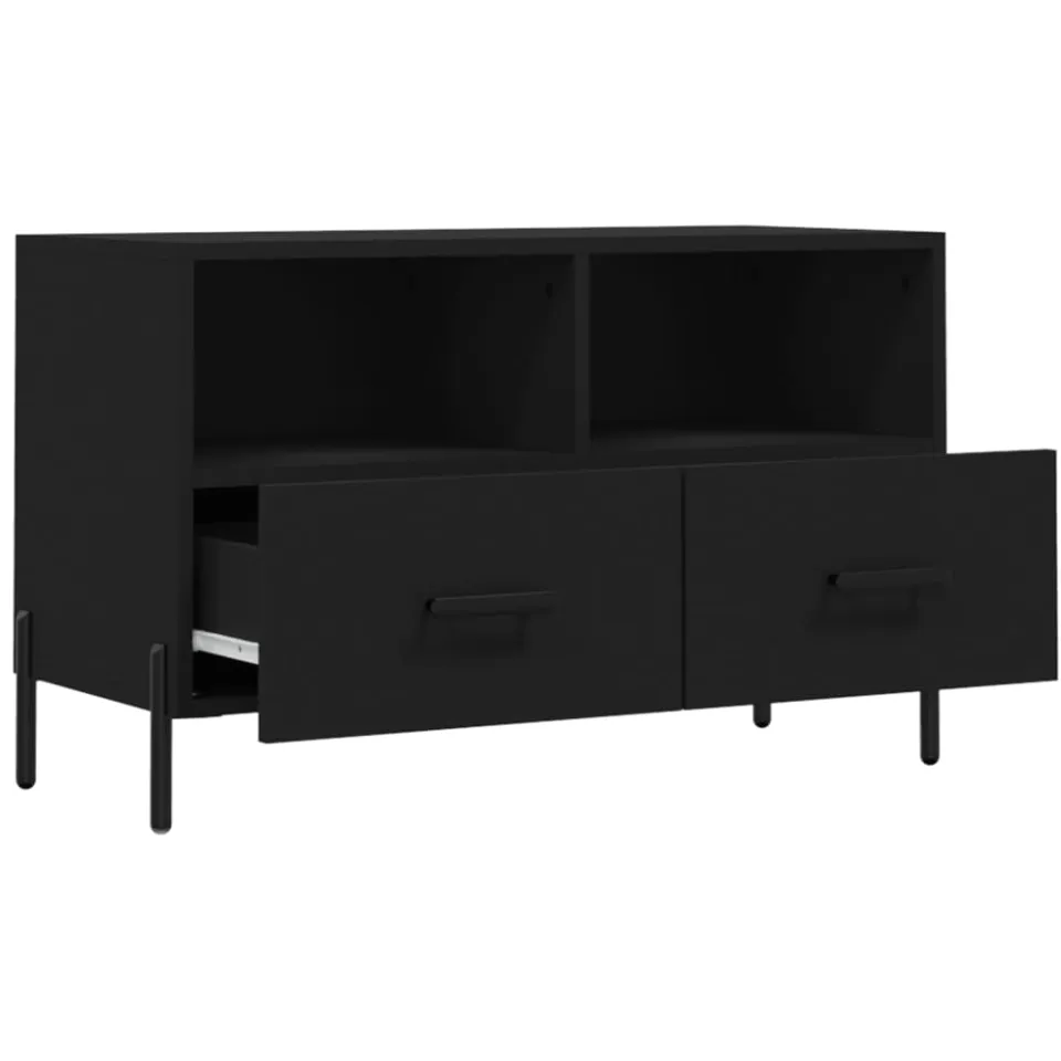 vidaXL Tv-meubel 80x36x50 cm bewerkt hout zwart, foto 4