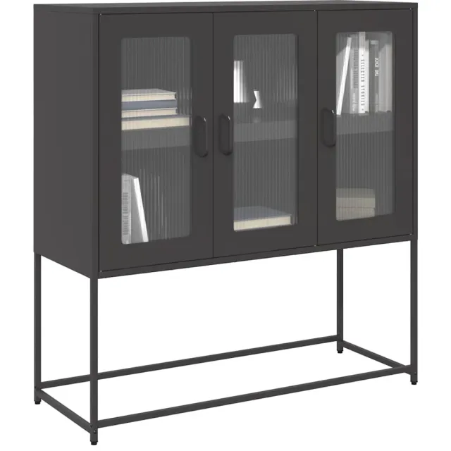 vidaXL Dressoir 100,5x39x107 cm koudgewalst staal zwart