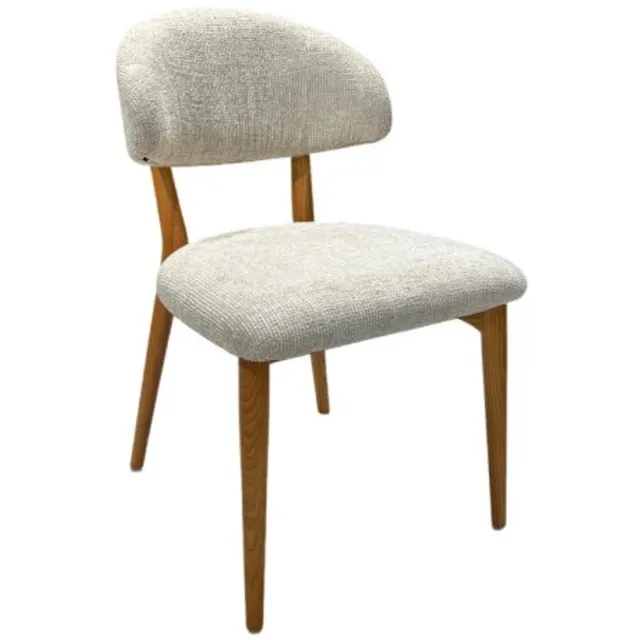 Moods Collection Eetkamerstoel Malmo houten onderstel naturel - Be fine cream 11 Beige