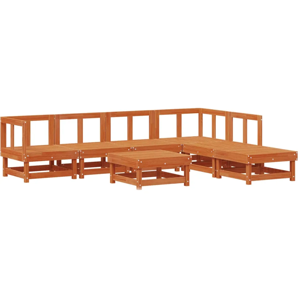 vidaXL Tuin loungeset 7 st Wasbruin Massief grenenhout