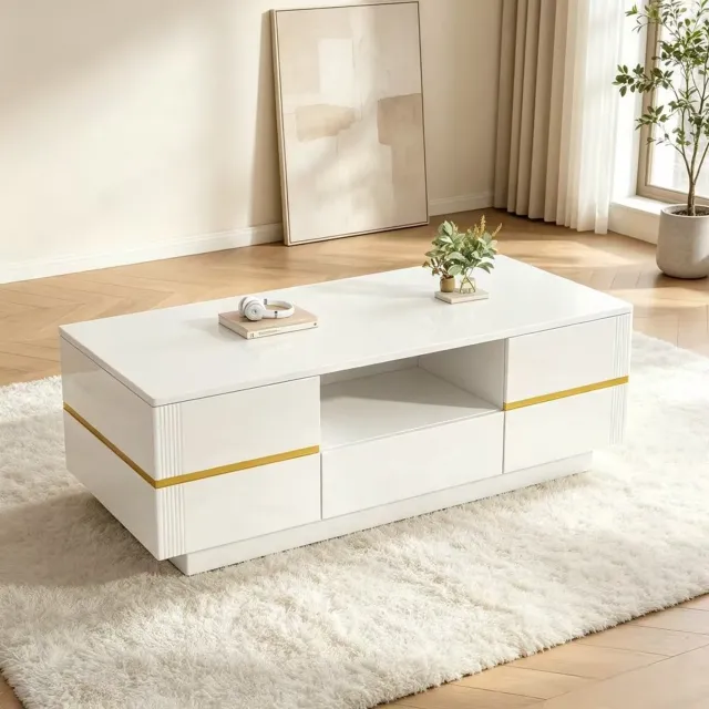 CHICFURN Salontafel - Opbergruimte - 2 deuren en 1 lade - Wit