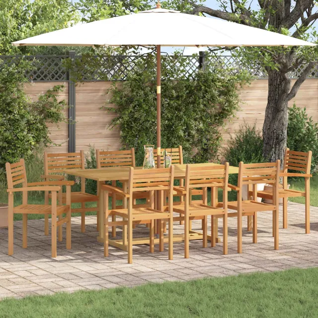 vidaXL Tuin eettafelset 9 st 8-zits Bruin Massief Teakhout