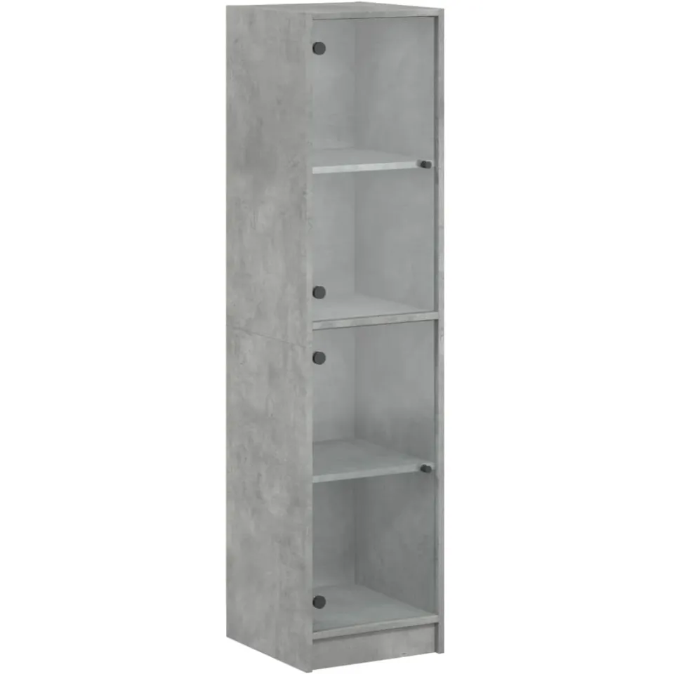 vidaXL Hoge kast met glazen deuren 35x37x142 cm betongrijs