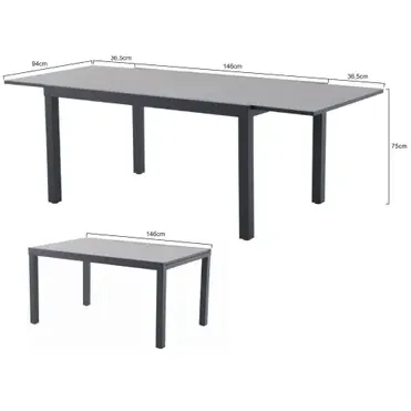 Central Park - Praxis Eigen Merk Central Park - Tuintafel - Andros - Aluminium/glas 146x94x75cm - Uitschuifbaar (tot 219cm), foto 3