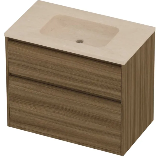 Proline Rollo Badmeubelset Hardsteen Elegant 80x46x67 cm Sand Stone Caramel Walnut Houtlook