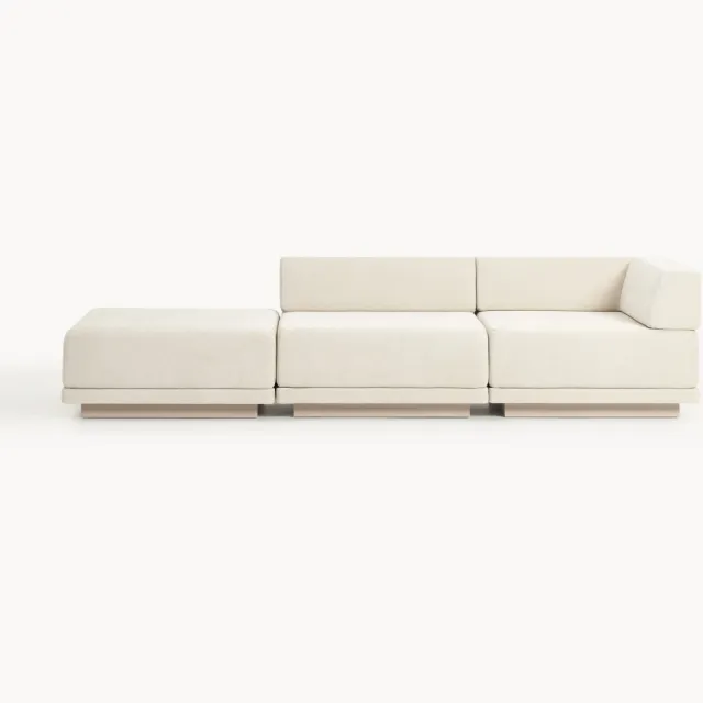 Westwing Collection Modulaire bank Colin (4-zits) met poef Beige