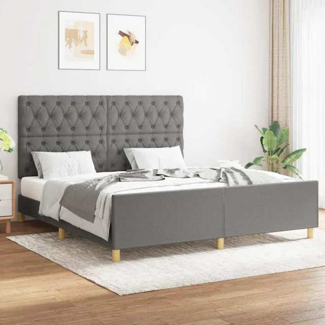 vidaXL Bedframe zonder matras stof donkergrijs 160x200 cm grijs