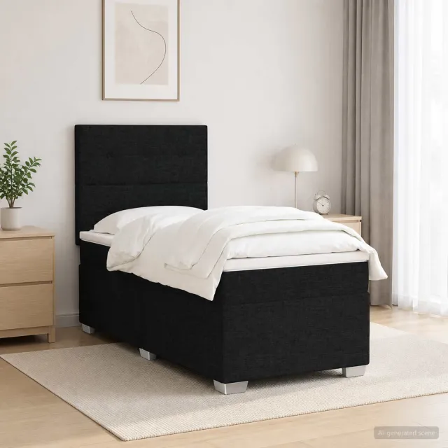 vidaXL Boxspringbed met matras met hoofdeinde Zwart 80 x 200 cm Stof