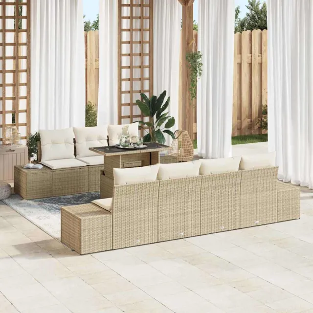 vidaXL Bankstel 8 st Beige en Crème 100 x 55 x 73 cm poly rattan