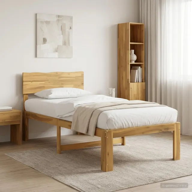 vidaXL Eenpersoonsbed met hoofdbord ROSTOCK Witgewassen 90 x 200 cm Bruin