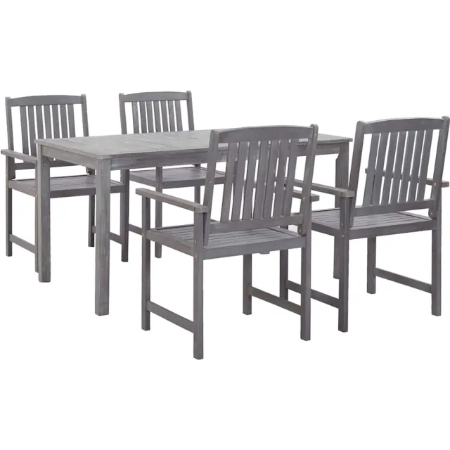 vidaXL 5-delige Tuinset massief acaciahout grijs, foto 2