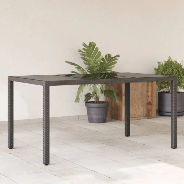 vidaXL Tuintafel met glazen blad 150x90x75 cm poly rattan zwart, foto 2