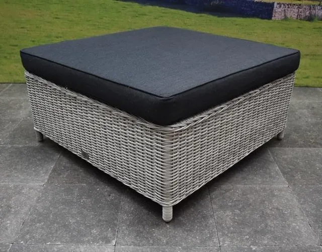 AVH-Collectie Ibiza voetenbank 92x92xH37 cm wit grijs