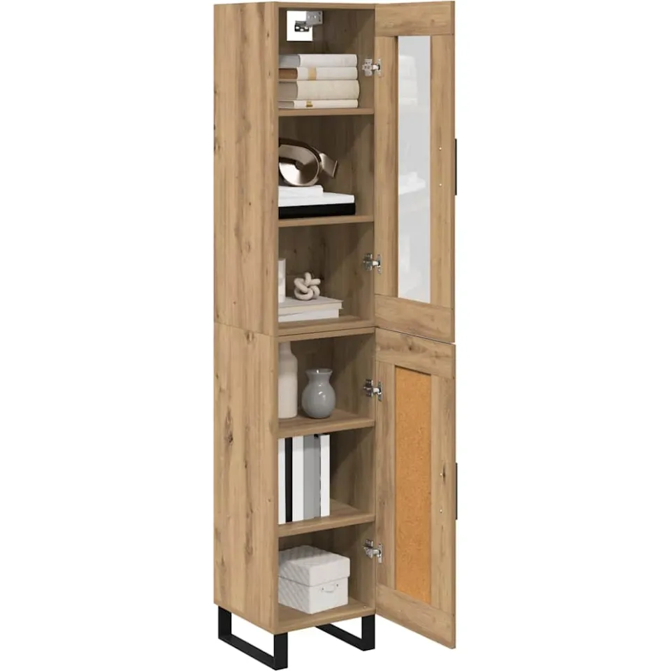 vidaXL Highboard Artisan Eiken 34,5 x 34 x 180 cm Bewerkt hout Bruin