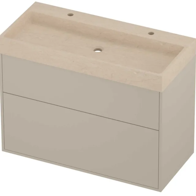 Proline Evoli Badmeubelset Hardsteen Loft In Kader 100x46x75 cm Sand Stone Soft Linen Beige
