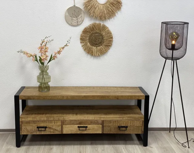 The Copperbarn TV meubel industrieel Britt 150 mangohout Naturel