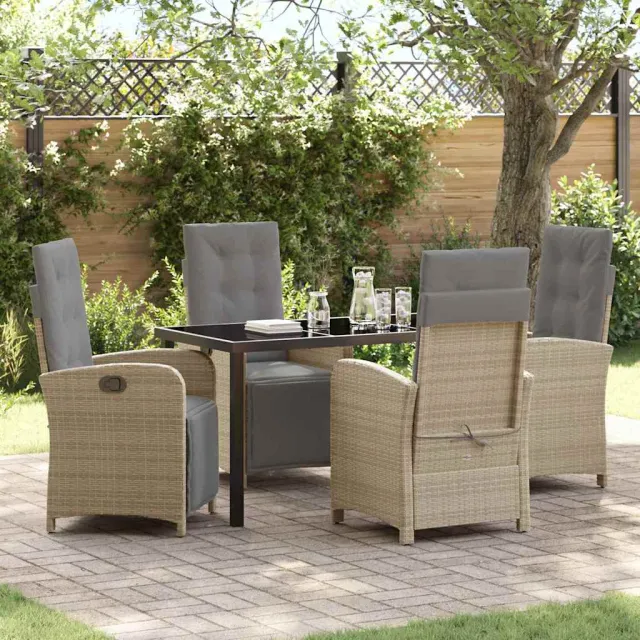 vidaXL Tuin eettafelset 5 st Beige poly rattan