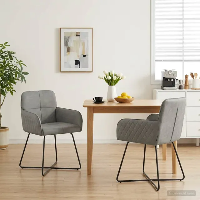 vidaXL Eettafelstoelen 2 st fluweel Lichtgrijs 59 x 56,5 x 86 cm, foto 2