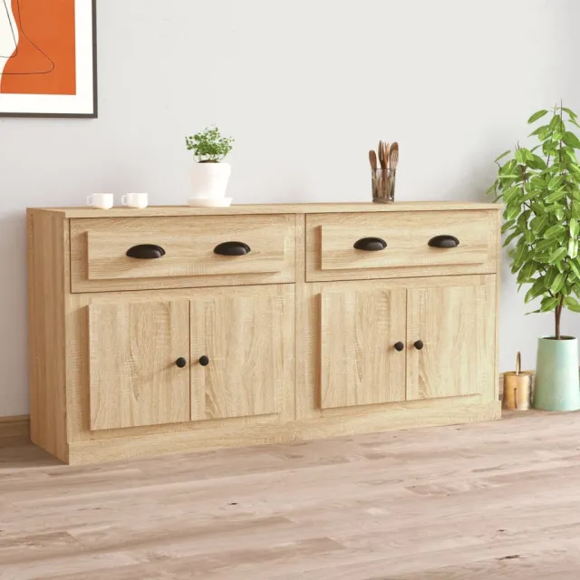 vidaXL Dressoirs 2 st bewerkt hout sonoma eikenkleurig Bruin