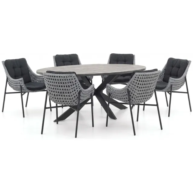 Manifesto Furniture Manifesto Novara/Fidenza ovaal 220cm dining tuinset 7-delig
