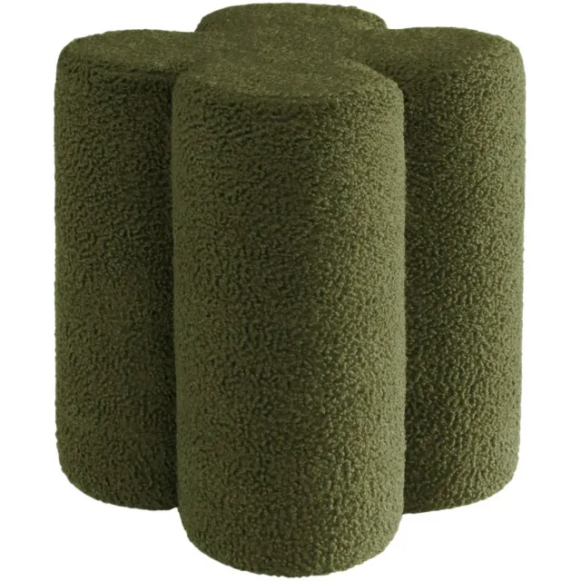 sweeek Klaver kruk/poef bouclé ø38 x h 40cm - clover kaki