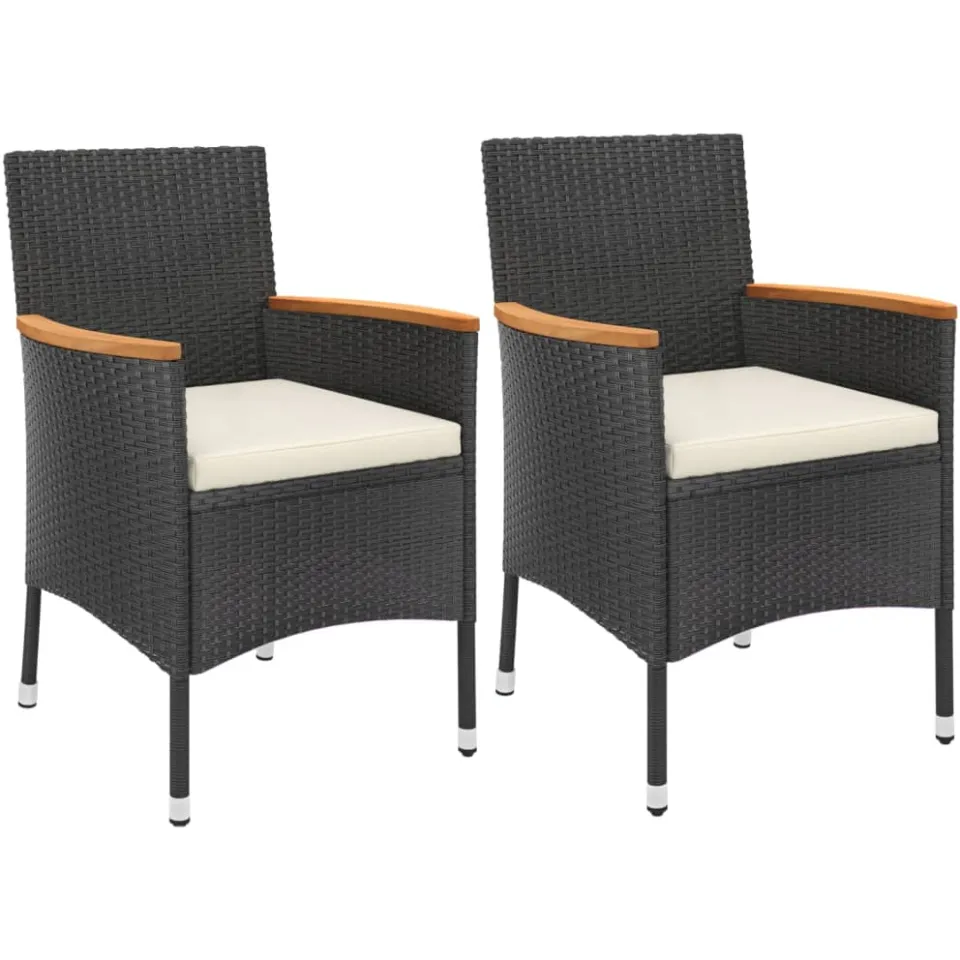 vidaXL 3-delige Tuinset met kussens poly rattan zwart, foto 3