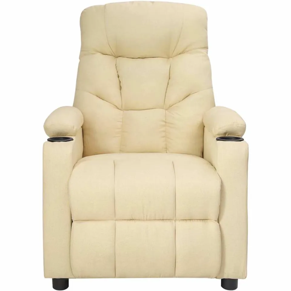 vidaXL Massagestoel elektrisch stof crèmekleurig