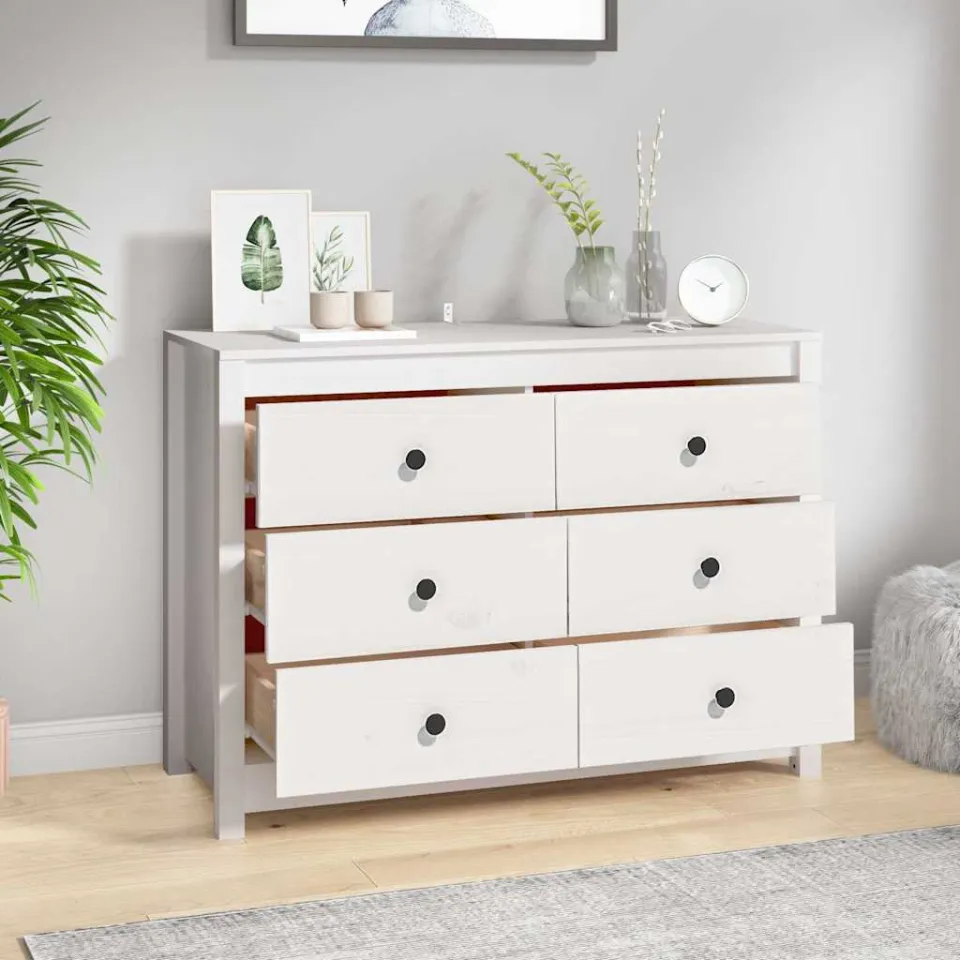 vidaXL Dressoir 100x40x72 cm massief grenenhout wit, foto 3