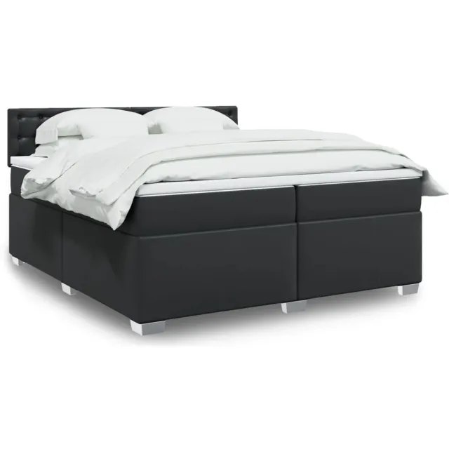 vidaXL Boxspring met matras kunstleer zwart 200x200 cm