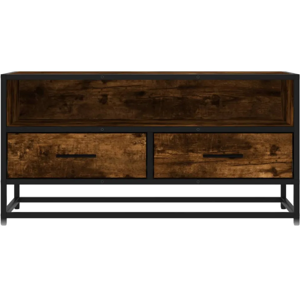 vidaXL Tv-meubel 80x34,5x40cm bewerkt hout metaal gerookt eikenkleurig, foto 4
