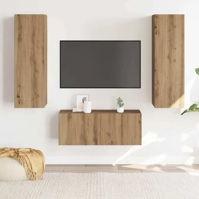 vidaXL Tv-wandkasten 3 st bewerkt hout artisanaal eikenkleurig, foto 2