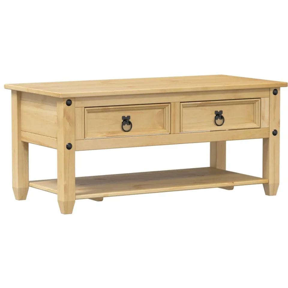 vidaXL Salontafel met lades Corona 100x48x45 cm massief grenenhout bruin, foto 3