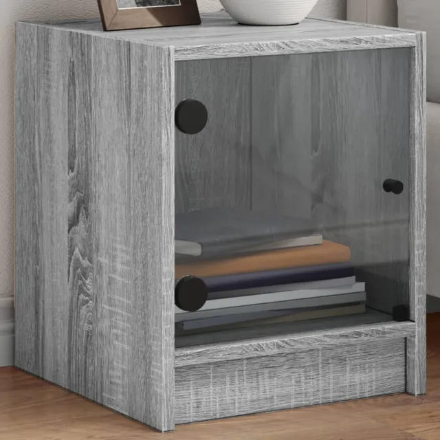 vidaXL Nachtkastjes met glazen deuren 2 st 35x37x42 cm grijs sonoma, foto 2