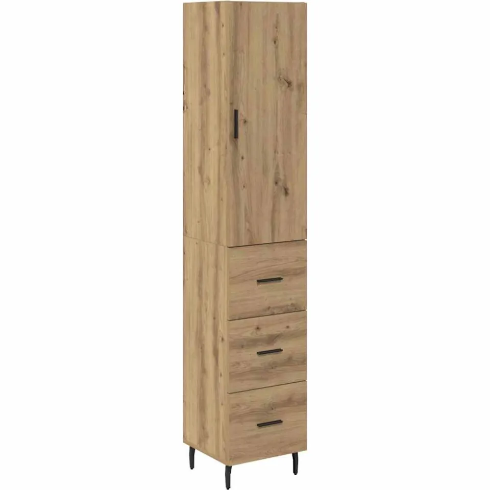 vidaXL Highboard Artisan Eiken 34,5 x 34 x 180 cm Bewerkt hout, foto 3