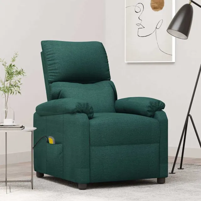 vidaXL Massagestoel elektrisch verstelbaar stof donkergroen groen, foto 2