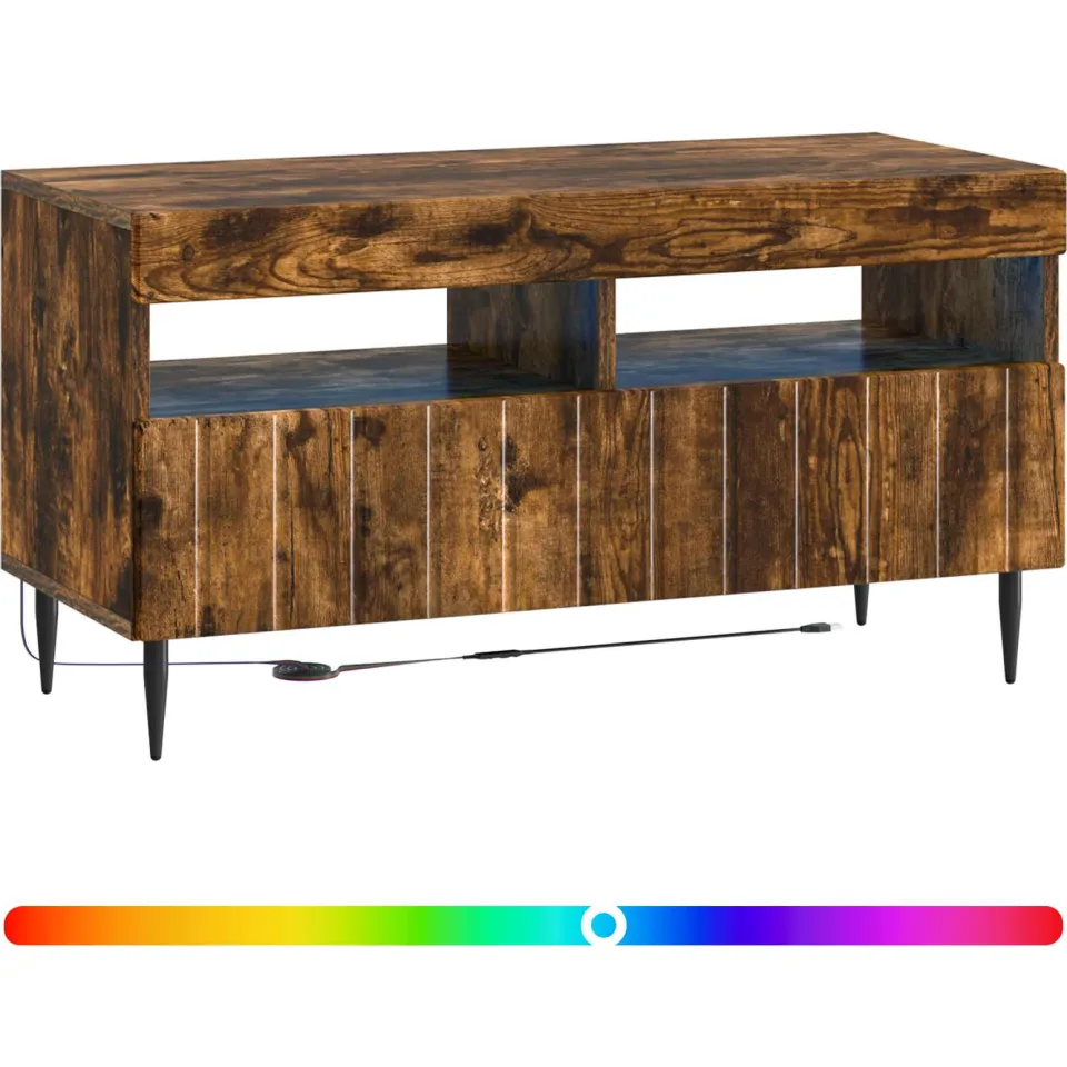 vidaXL LED tv-meubel ZWOLLE 81 x 35 x 43 cm Gerookt eiken Bewerkt hout, foto 3