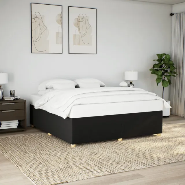 vidaXL Bedframe zonder matras stof zwart 200x200 cm