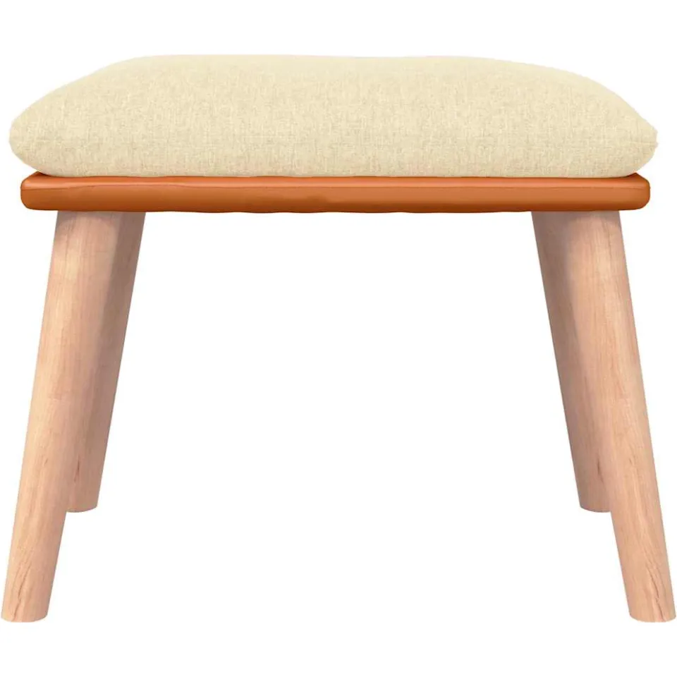 vidaXL Voetenbank 45x29,5x35 cm stof en kunstleer crèmekleurig