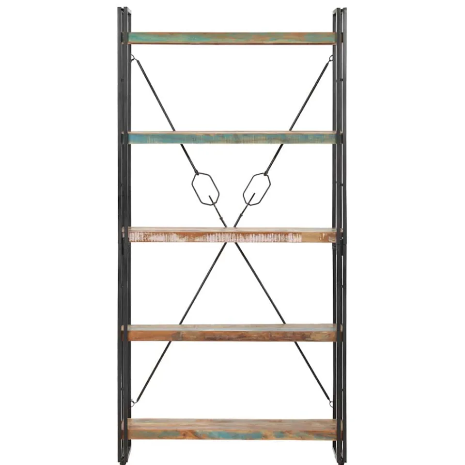 vidaXL Boekenkast met 5 schappen 90x30x180 cm massief gerecycled hout bruin, foto 2